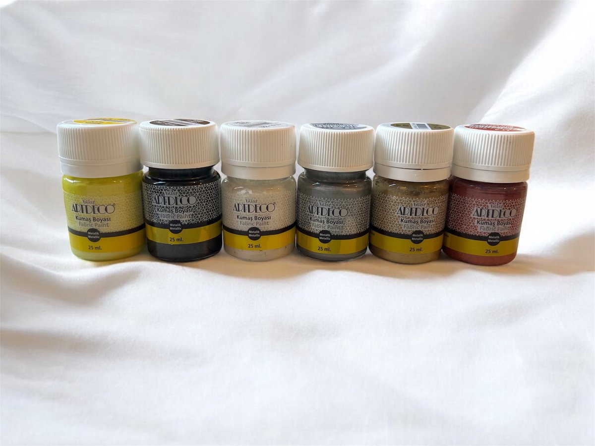 Artdeco textielverfset | 6x25ml | Metallickleuren | Intensive Farben | Wasbare textielverf,| Eenvoudig aan te brengen | Voor creatieve ontwerpen - Ideaal voor het beschilderen van t-shirts